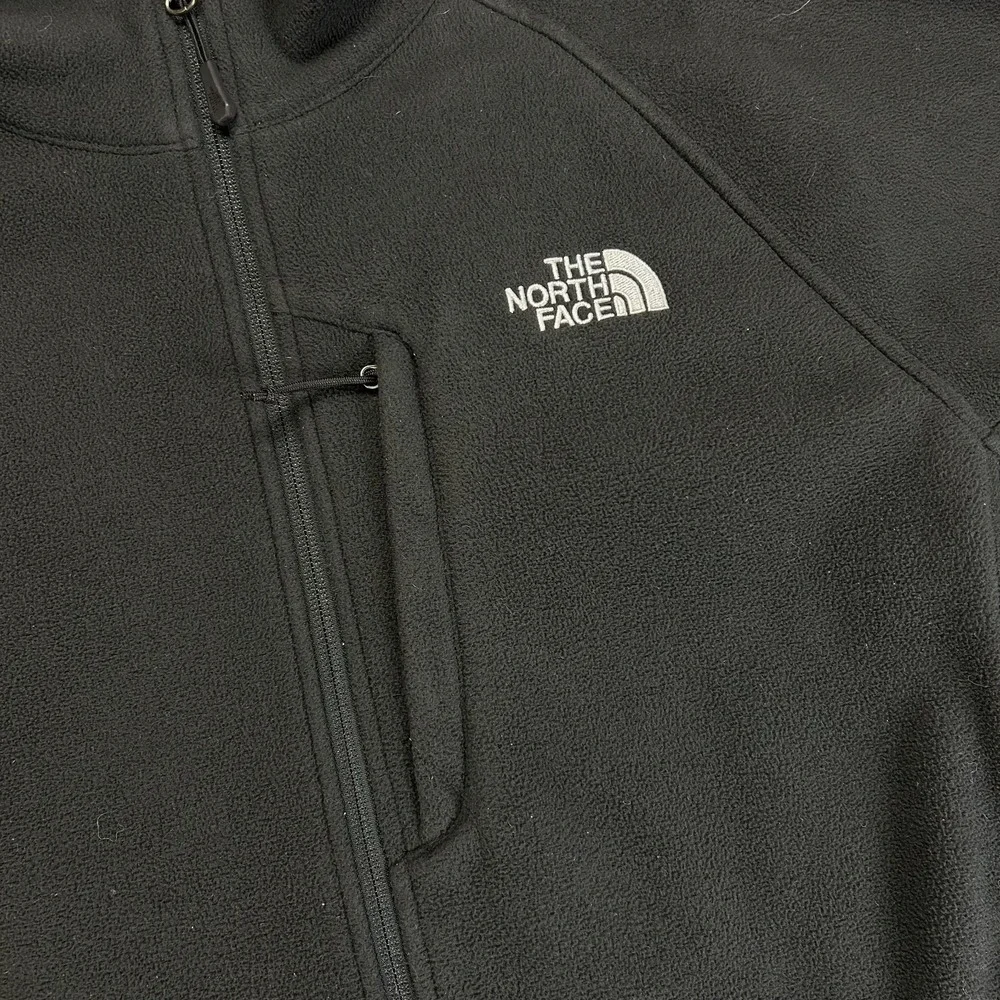 The North Face Fleece Jacket Mens M Black Full Zip‎ Mock Neck Outerwear Pockets